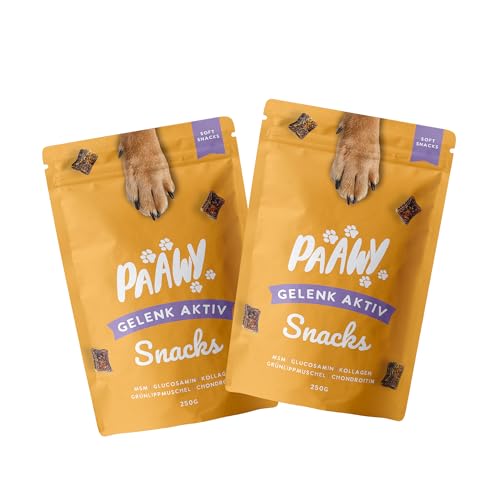 Paawy Gelenktabletten Hund I Grünlippmuschel Hund I Snacks mit MSM, Glucosamin & Chondroitin I Arthrose Hund I Unterstützt die Gelenke & Knochen I Gelenk-Aktiv 2X 250g Lachs von paawy