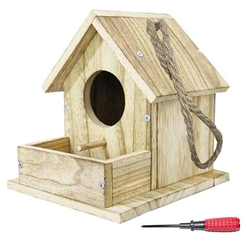 Bluebird-Haus, Vogelhäuser für draußen, Holz-Vogelhaus-Set zum Aufhängen im Freien, 11,7 cm Vogelnest, Nistkasten für Hinterhof, Innenhof, Terrasse, Dekoration von paiaojia