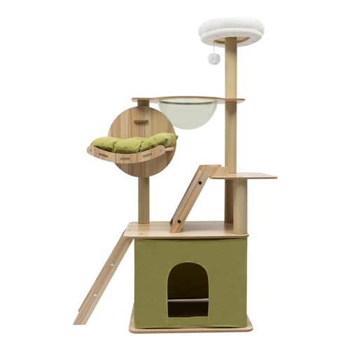 Katzenkratzbaum Katzenbaum Cat Tree Kratzbaum Kratzbäume mit Katzenbett für Katzen bis 22 lbs für Innenräume stabil mit Zubehör und Anleitung von panfudongk