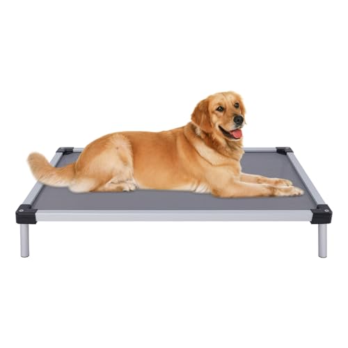 panfudongk Hundebett für Hunde bis 90kg Aluminium Mesh Haustierbett für Innen und Außen ideal für große und kleine Hunde robust und kausicher stützender Rahmen (91 * 58cm) von panfudongk