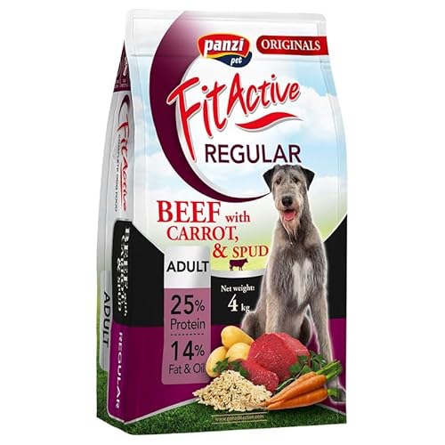 FitActive Originals Regular Beef - Hundefutter auf Rindfleischbasis - Für ausgewachsene Hunde mittlerer bis großer Rassen (Normal, 4000, Gramm) von panzi pet Fit Active Burstin' out