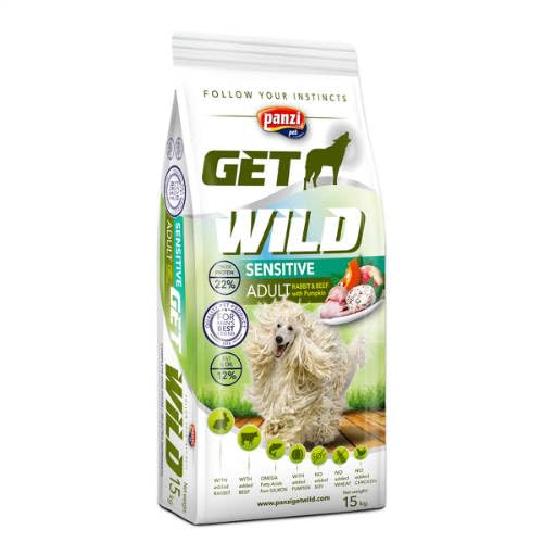 Get Wild - Hypoallergenes Hundefutter - Für ausgewachsene Hunde mit empfindlichem Magen / Darm - Kaninchen & Rind - 15kg von panzi pet Fit Active Burstin' out