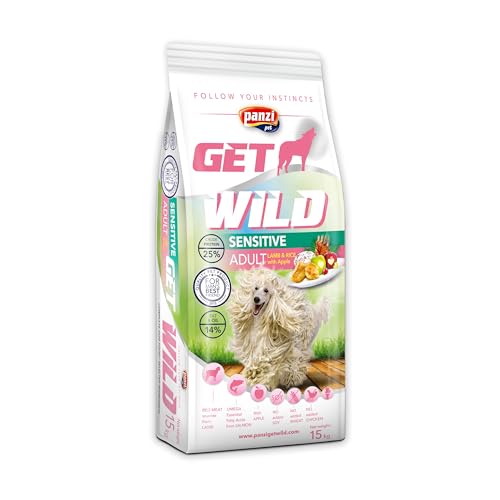 Get Wild Sensitive - Hundefutter auf Lamm & Reis-Basis ohne Hühnchen & Weizen - für ausgewachsene Hunde mittlerer bis großer Hunderassen - 15kg von panzi pet Fit Active Burstin' out