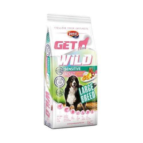 Get Wild Sensitive XXL - Premium Hundefutter ohne Huhn und Weizen - Hundefutter für ausgewachsene Hunde großer Rassen - Lamm und Reis - 15 kg von panzi pet Fit Active Burstin' out