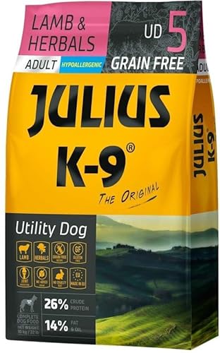 Julius K9 - Getreidefreies und hypoallergenes Hundefutter auf Lamm & Kartoffelbasis - Für ausgewachsene Hunde kleiner Rassen - 10kg (10kg) von panzi pet Fit Active Burstin' out