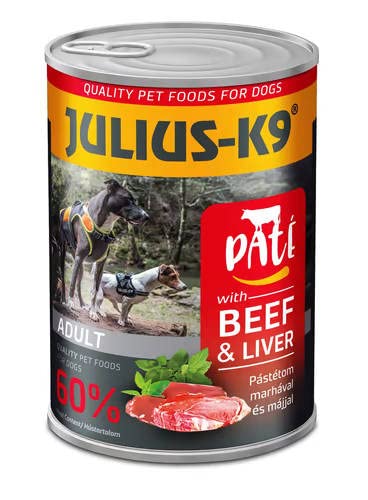 Julius-K9 - Hundefutter - Dosenfutter - Nassfutter - Paté - Adult - Beef - 10 x 400g von panzi pet Fit Active Burstin' out