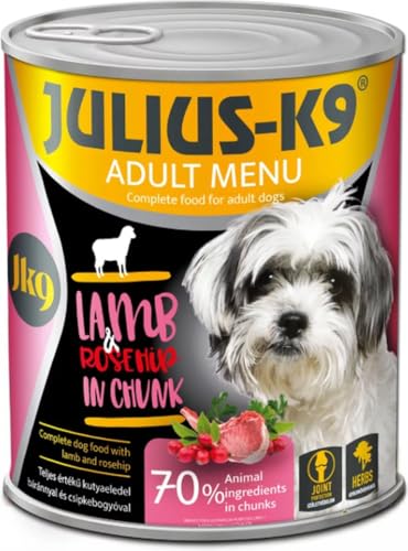 Julius K9 - Hundefutter - Nassfutter Hund - Adult - 4 x 800g (1240g, Lamm) von panzi pet Fit Active Burstin' out