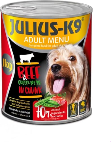 Julius K9 - Hundefutter - Nassfutter Hund - Adult - 4 x 800g (1240g, Rind) von panzi pet Fit Active Burstin' out