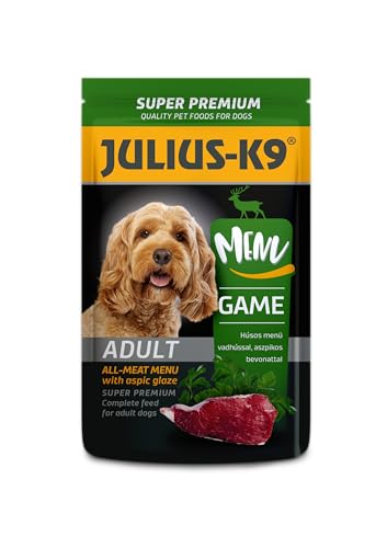 Julius-K9 - Nassfutter Hund - Mahlzeitbeutel - 10 x 125g (Wild) von panzi pet Fit Active Burstin' out