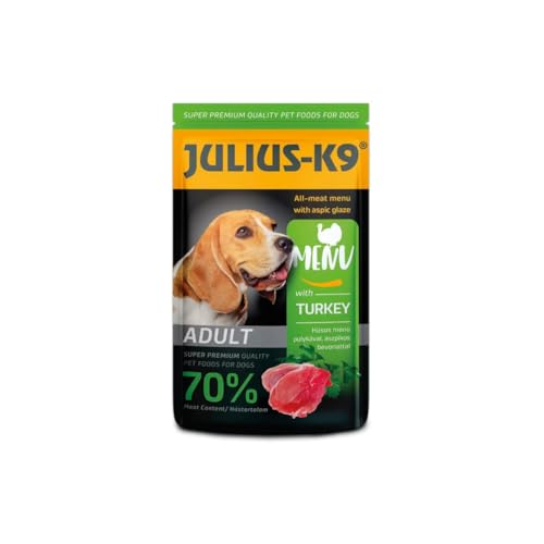 Julius-K9 - Nassfutter Hund - Mahlzeitbeutel - Truthahn - 10 x 125g von panzi pet Fit Active Burstin' out