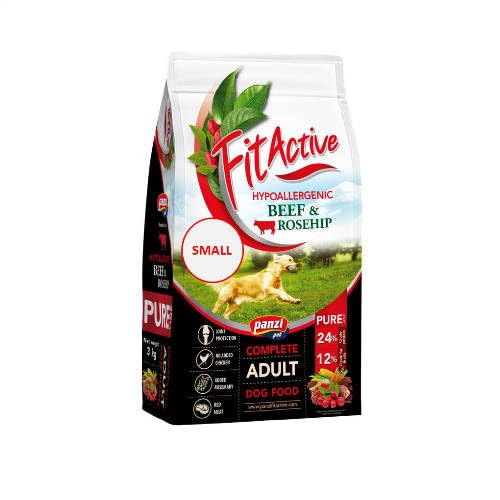 Pure - Rindfleisch & Hagebutte SMALL - Hypoallergenes Hundefutter - Ohne Huhn/Weizen - Rindergeschmack - 3kg von panzi pet Fit Active Burstin' out