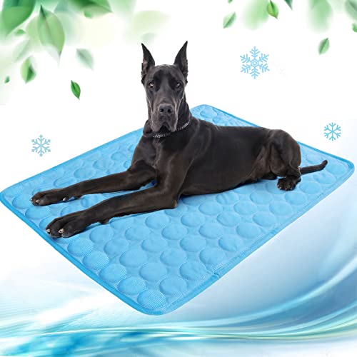 Kühlmatte für Hunde Pet Dog Cooling Mat Selbst Kühlende Hundematte Hunde Kühl Hundedecke Hundematte Sommer wasserdichte rutschfeste hundematte für Zuhause Unterwegs oder im Auto(blau,150x100cm) von papasgix