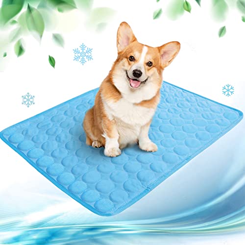 Kühlmatte für Hunde Pet Dog Cooling Mat Selbst Kühlende Hundematte Hunde Kühl Hundedecke Hundematte Sommer wasserdichte rutschfeste hundematte für Zuhause Unterwegs oder im Auto(blau,70x55cm) von papasgix