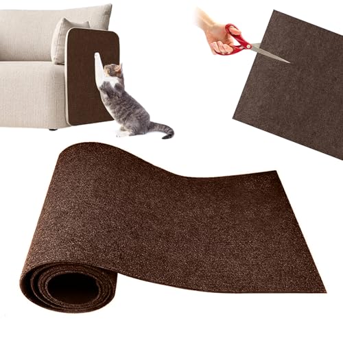 papasgix Selbstklebend Kratzmatte Katze Wand, DIY Katzen Kratzbrett Ecke Hund, Kratzschutz Sofa Katze Kratzteppich Katzenkratzmatte für Katzenständer Holzgriff Katzenturm(Braun，30x100cm) von papasgix