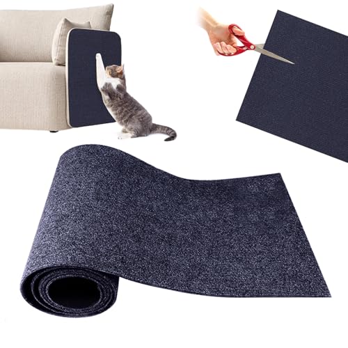 papasgix Selbstklebend Kratzmatte Katze Wand, DIY Katzen Kratzbrett Ecke Hund, Kratzschutz Sofa Katze Kratzteppich Katzenkratzmatte für Katzenständer Holzgriff Katzenturm(Dunkelblau，30x100cm) von papasgix