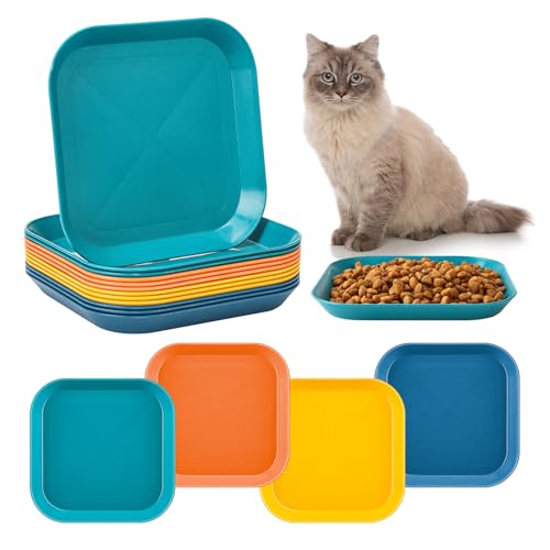 patinadrift 12 Stück Fressnapf Katze Katzennapf Flach Futternapf Fressnapf Katze Futternapf, 5,7 Zoll Quadrat Katzenteller Flach Katzennapf für Kätzchen und kurzbeinige Katzen von patinadrift