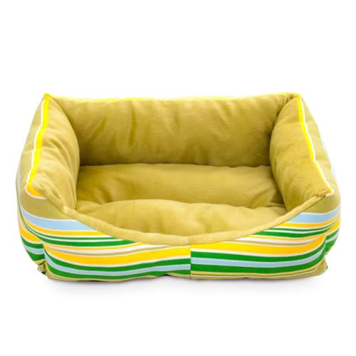 Kleines Hundebett, weich, gemütlich, Hundesofa für mittelgroße und große Hunde, waschbar, rechteckig, Haustier-Couch, Regenbogen-gestreift, Katzennest (Grün, L) von pawstrip