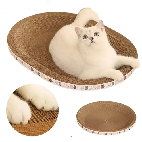 Kratzbrett für Katzen, rund, oval, Schleifklaue, Spielzeug, verschleißfest, Bettnest, Zubehör, Wellpappe (3 kg A) von pawstrip