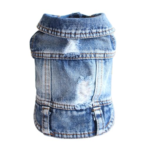 pawstrip Haustierkleidung, Jeansjacke für Hunde, Welpen, Denim, Sommer, cooles T-Shirt für kleine und mittelgroße Mädchen, Jungen, Revers, Weste, klassische Hoodies (A, XS) von pawstrip