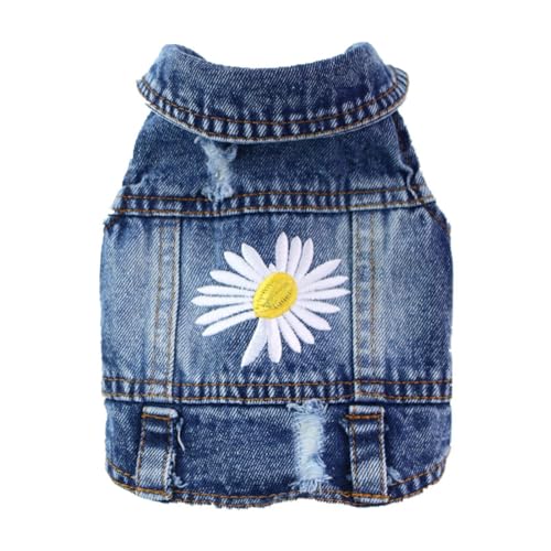 pawstrip Haustierkleidung, Jeansjacke für Hunde, Welpen, Denim, Sommer, cooles T-Shirt für kleine und mittelgroße Mädchen, Jungen, Reversweste, klassische Hoodies (Größe K, L) von pawstrip