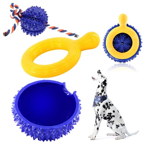 pawstrip Hunde-Kauspielzeug für aggressive Kauer, interaktives Hundespielzeug, Gummi-Hundespielzeug, Puzzle, Hundenapf, langsames Fressen, Matte, langlebiges Seilball, Hundetrainingsspielzeug, 3 Stück von pawstrip