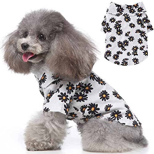 pawstrip Hunde-Shirt, atmungsaktiv, Sommer-T-Shirt, modisch, hawaiianischer Stil, coole Weste, niedlich, bequem, für kleine und mittelgroße Hunde (Größe S, Weiß) von pawstrip