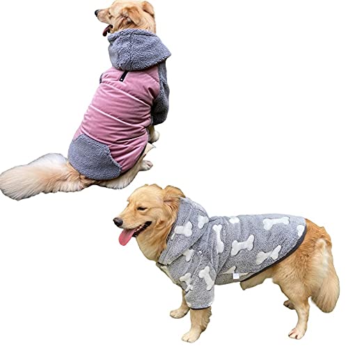 pawstrip Hundemantel Jacke Winter Fleece Welpenkleidung Pullover mit Beinen Haustier Hoodies Kostüm für kleine mittelgroße große Hunde Reflektierender Dackel Onesie mit Geschirr Loch von pawstrip