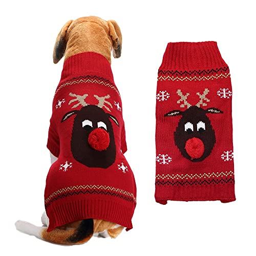 pawstrip Hundepullover für Haustiere, Weihnachtspullover für kleine, mittelgroße und große Hunde und Katzen, warm, für Welpen, Kätzchen, Kostüm, weiche Chihuahua-Bekleidung, gestrickte Katzen von pawstrip