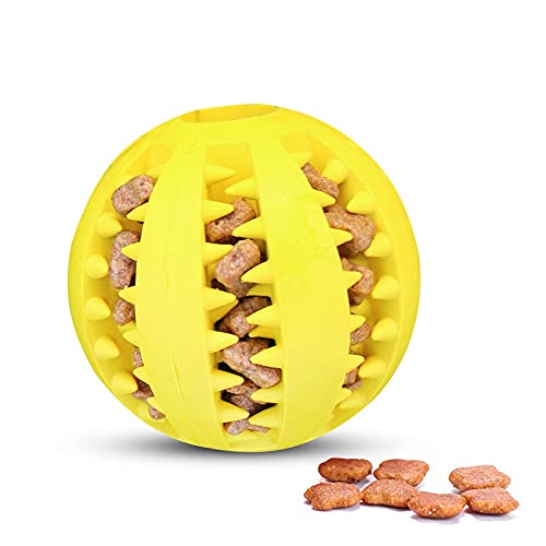 pawstrip Hundespielzeug, Kauspielzeug für Hunde, Welpen und Katzen, interaktive Snack-Verteilung, Puzzle-Spielzeug für langsames Füttern, Hundespielzeug, Zahnreinigungsball (gelb) von pawstrip