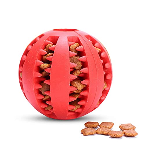 pawstrip Hundespielzeug, Kauspielzeug für Hunde, Welpen und Katzen, interaktive Snack-Verteilung, Puzzle-Spielzeug für langsames Füttern, Hundespielzeug, Zahnreinigungsball (rot) von pawstrip