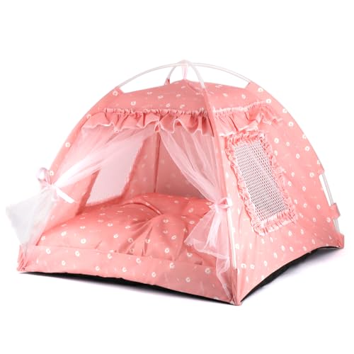 pawstrip Hundezelt Indoor Katzenhaus Rosa Welpenbett Tragbares Haustier Tipe Prinzessin Hund Camping Zelt Outdoor Kätzchen Häuser Niedliches Häschen Nest Mädchen Kitty Höhle von pawstrip