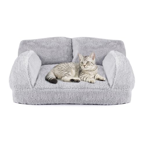 pawstrip Katzen-Couchbett, weich, rosa, waschbar, Haustier-Sofa, Bett, flauschiges Kätzchen-Schlafkissen, niedliche Katzensofa für Innenkatzen, selbstwärmend, Prinzessin-Welpenbett für kleine Hunde von pawstrip