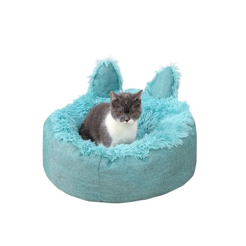 pawstrip Katzenbett, weiches und flauschiges Kuschelkissen, selbstwärmendes Welpenbett, maschinenwaschbar, wasserdicht, Schlafkissen, rutschfestes Hundekätzchennest (Blau, L) von pawstrip