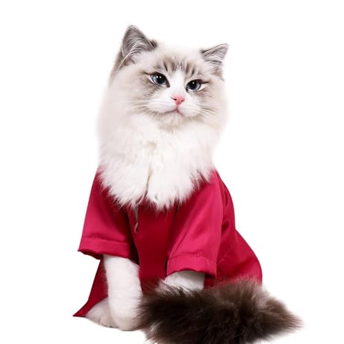 pawstrip Katzenkleidung, Welpen-Pyjama, weiche luxuriöse Seide, Hunde-Shirt, Hemden für Katzen, Sommer-Nachtwäsche, bunt, atmungsaktiv, Haustier-T-Shirt (Fuchsia, L) von pawstrip