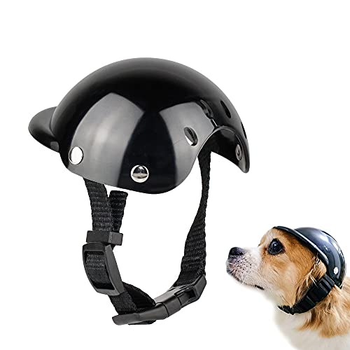 pawstrip Motorradhelm mit verstellbarem Gürtel, Sicherheitskappe für kleine und mittelgroße Hunde, Katzen, Welpen, Kätzchen, für Outdoor-Reiten, Schwarz von pawstrip