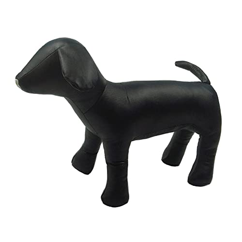 pawstrip Schaufensterpuppe für Hunde, PU-Leder, Haustierkleidung, Display-Schaufensterpuppe, Hunde-Schaufensterpuppe, Ständer, Hund, stehend, Modell, niedliche Kleiderbügel für Hundekleidung, Schwarz von pawstrip