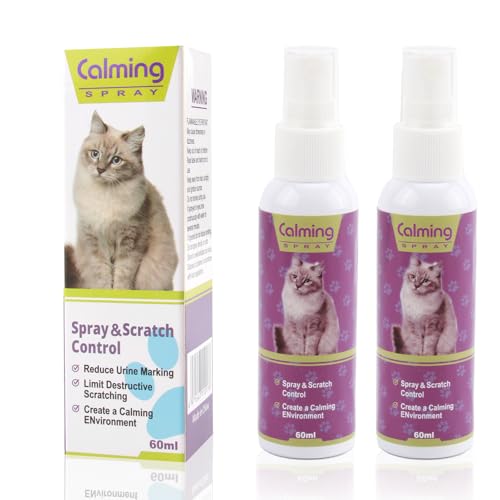 peaceking 2 Stück Pheromone Katze Beruhigendes Spray für beruhigende unruhige Katzen Reise Stressabbau Kit von peaceking