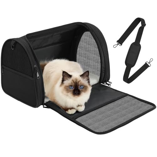 Pecute Faltbare Transporttasche Katze Hunde transportboxen, Atmungsaktive Haustiertragetasche für Kleine Haustiere, Katzen transportboxen mit Mesh-Fenster, Leichtgewicht von pecute