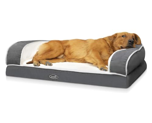 Pecute Hundebett Grosse Hunde Orthopädisch, Hundekissen Waschbar Abnehmbar, Ergonomischer Hundekorb, Hundesofa mit Memory-schaum, Rutschfeste Hundematte, Dog Bed in Größe 101x66x20 cm, Hundecouch Grau von pecute