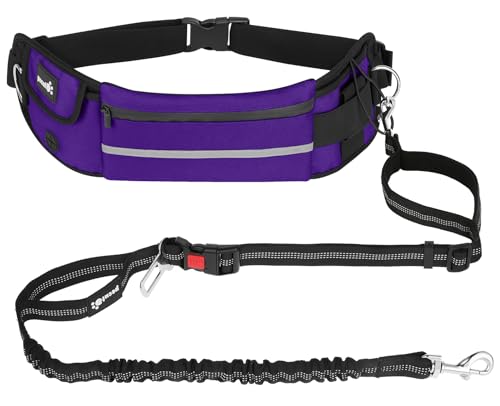 Pecute Joggingleine Hunde mit Bauchgurt, Laufgürtel Hundeleine für Große und Mittelgroße Hunde, Leine Hund mit Gürteltasche, Elastische Laufleine für Hunde, Dog Leash für Laufen, Joggen von pecute