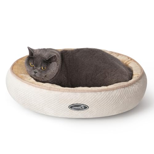 pecute Katzenbett Katzenkorb zum Schlafen, Rundes Hundebett Kleine Hunde Weich Und Waschbar, Katzenkissen Flauschig, Katzen Schlafplatz, Cat Bed Katzennest S 50 * 15cm von pecute