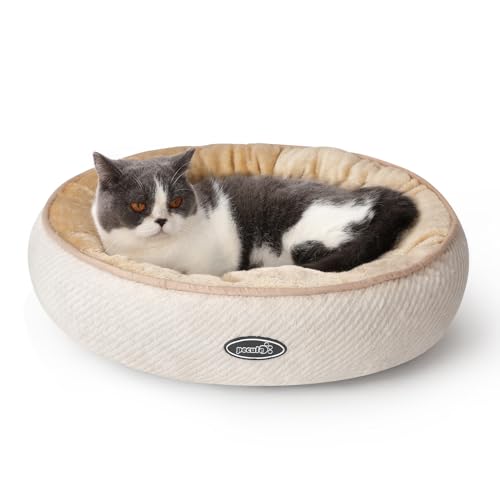 pecute Katzenbett Katzenkorb zum Schlafen, Rundes Hundebett Kleine Hunde Weich Und Waschbar, Katzenkissen Flauschig, Katzen Schlafplatz, Cat Bed Katzennest XS 45 * 15cm von pecute