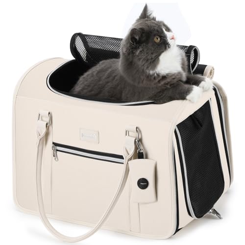 pecute Katzentransporttasche, Tiertransporttasche, tragbar und faltbar, Beige von pecute