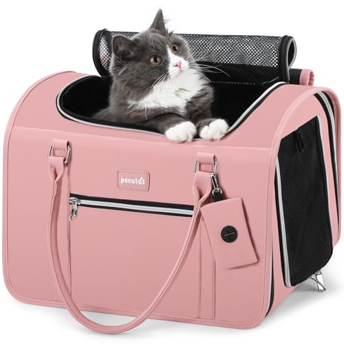 pecute Katzentransporttasche, Tiertransporttasche, tragbar und faltbar, Rosa von pecute