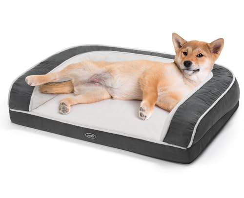 pecute Orthopädisches Hundebett Mittelgroße Hunde, Hundekissen Waschbar Abnehmbar, Ergonomischer Hundekorb, Hundesofa mit Memory-Schaum, rutschfeste Hundematte, Dog Bed in Größe 89x56x18 cm von pecute