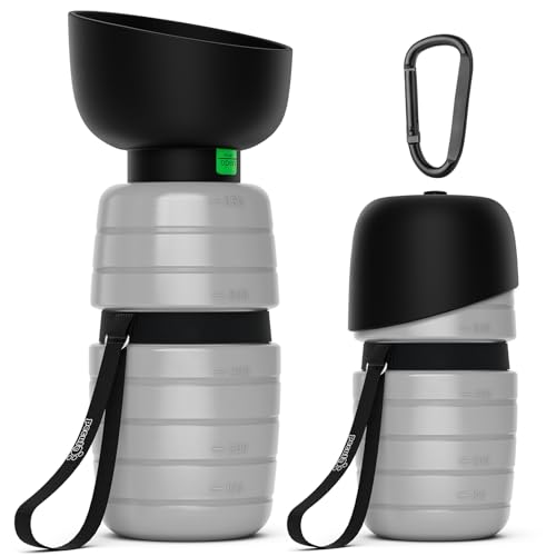 pecute Trinkflasche Hunde für Unterwegs, Hundetrinkflasche Silikon Wasserflasche Hund mit Faltbarer Wasserschale, Hunde Trinkflasche to Go, Haustier Trinknapf Tragbare Grau XL 850 ml von pecute