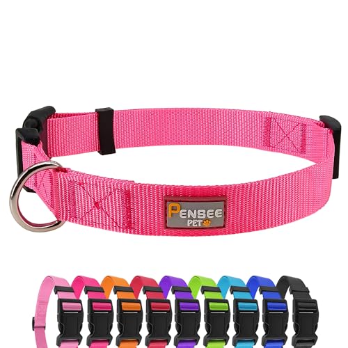 Hundehalsband, verstellbar, für Welpen, männlich, weiblich, verschiedene Größen, für kleine, mittelgroße und große Haustiere, Rosa von penseepet