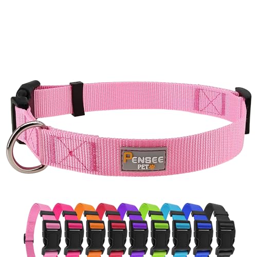 PENSEEPET Hundehalsband für große Hunde verstellbar groß mittel klein verschiedene Größen pink Hundehalsbänder von penseepet