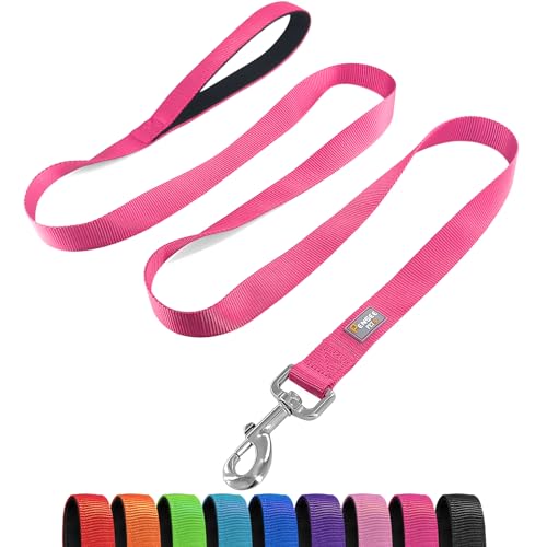 PenSeepet Basic Hundeleine, 1,8 m, gepolsterter Griff, Nylon, für große Hunde, Hot Pink von penseepet