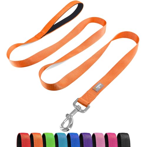 PenSeepet Basic Hundeleine, 1,8 m, gepolsterter Griff, Nylon, für große Hunde, Orange von penseepet